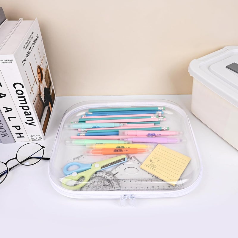 honitty Clear Hard Shell Zipper Case,3PCS Transparent Clear Laser Zipper Pouches,Hard Side Plastic Case Set,Portable Travel Storage Organizer Bins - Image 5